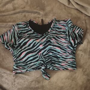 Torrid Zebra Print Bikini Top - Black, Blue, Pink